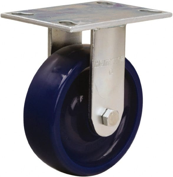 Hamilton - 6" Diam x 2" Wide x 7-1/2" OAH Top Plate Mount Rigid Caster - Polyurethane, 1,100 Lb Capacity, Sealed Precision Ball Bearing, 4-1/2 x 6-1/4" Plate - Exact Tooling