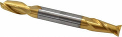 Hertel - 3/8", 3/4" LOC, 3/8" Shank Diam, 3-1/2" OAL, 2 Flute, Solid Carbide Square End Mill - Double End, TiN Finish, 30° Helix, Centercutting - Exact Tooling