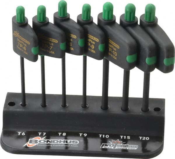 Bondhus - 7 Piece IP6 to IP20 Protanium Flag-Style Torx Plus Key Set - 3-1/2" OAL, 2" Length Under Head, IP6, IP7, IP8, IP9, IP10, IP15, IP20 Torx Size - Exact Tooling