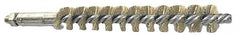Schaefer Brush - 4" Brush Length, 1" Diam, Double Stem, Single Spiral Tube Brush - 6-1/4" Long, Brass, 1/4-28 Male Connection - Exact Tooling