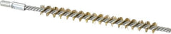 Schaefer Brush - 3" Brush Length, 1/4" Diam, Double Stem, Single Spiral Tube Brush - 4-1/2" Long, Brass, 8-32 Male Connection - Exact Tooling
