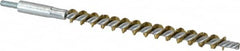 Schaefer Brush - 4" Brush Length, 3/8" Diam, Double Stem, Single Spiral Tube Brush - 6-1/4" Long, Brass, 8-32 Male Connection - Exact Tooling