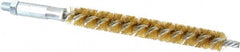Schaefer Brush - 4" Brush Length, 1/2" Diam, Double Stem, Single Spiral Tube Brush - 6-1/4" Long, Brass, 1/4-28 Male Connection - Exact Tooling
