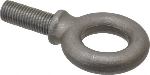 Gibraltar - 7,000 Lb Capacity, Steel, 7/8-9 Thread, Fixed Lifting Eye Bolt - Fully Threaded, 2-1/4" Shank, 2-1/4" Thread Length, Shoulder - Exact Tooling