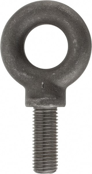 Gibraltar - 9,000 Lb Capacity, Steel, 1-8 Thread, Fixed Lifting Eye Bolt - Fully Threaded, 2-1/2" Shank, 2-1/2" Thread Length, Shoulder - Exact Tooling