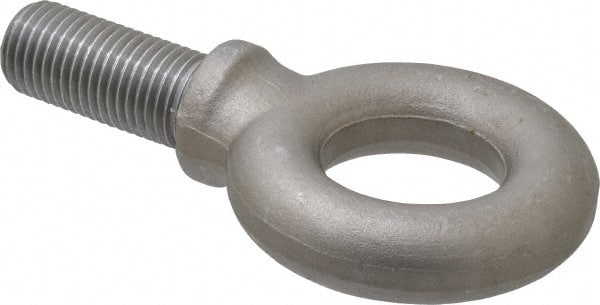 Gibraltar - 21,000 Lb Capacity, Steel, 1-1/2 - 6 Thread, Fixed Lifting Eye Bolt - Fully Threaded, 3-1/2" Shank, 3-1/2" Thread Length, Shoulder - Exact Tooling