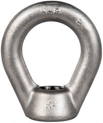 Gibraltar - 5,000 Lb Capacity, 3/4-10 Thread, Stainless Steel Lifting Eye Nut - Grade 304, 3" High, 1-1/2" Inside & 2-1/2" Outside Eye Diam, 1-3/8" Bell/Base Width - Exact Tooling