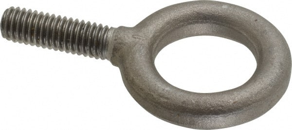 Gibraltar - 1,480 Lb Capacity, Alloy Steel, 3/8 Thread, Fixed Lifting Eye Bolt - Fully Threaded, 1-1/4" Shank, 1-1/4" Thread Length, No Shoulder - Exact Tooling