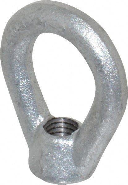 Gibraltar - 2,700 Lb Capacity, 1/2-13 Thread, Galvanized Finsih, Carbon Steel Heavy Duty Lifting Eye Nut - Grade C-1030, 2-1/2" High, 1-1/4" Inside & 2" Outside Eye Diam, 7/8" Bell/Base Width - Exact Tooling
