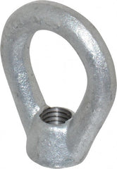 Gibraltar - 2,700 Lb Capacity, 1/2-13 Thread, Galvanized Finsih, Carbon Steel Heavy Duty Lifting Eye Nut - Grade C-1030, 2-1/2" High, 1-1/4" Inside & 2" Outside Eye Diam, 7/8" Bell/Base Width - Exact Tooling