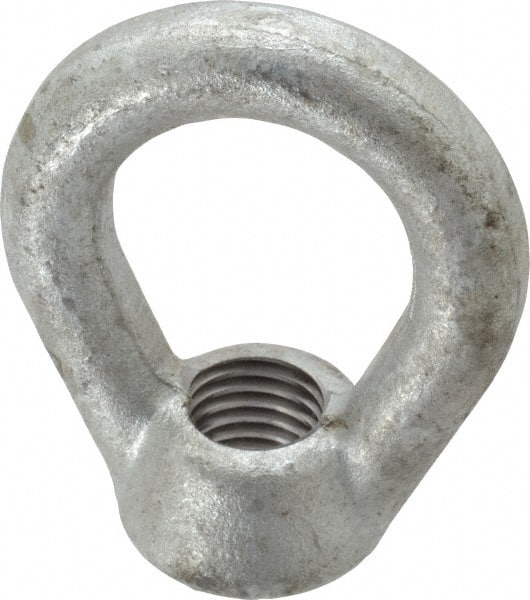 Gibraltar - 5,000 Lb Capacity, 3/4-10 Thread, Galvanized Finsih, Carbon Steel Heavy Duty Lifting Eye Nut - Grade C-1030, 3" High, 1-1/2" Inside & 2-1/2" Outside Eye Diam, 1-3/8" Bell/Base Width - Exact Tooling