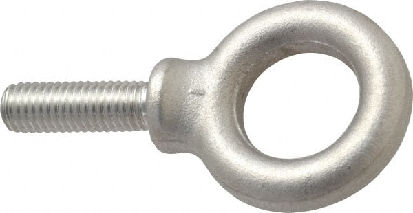 Gibraltar - 2,150 Lb Capacity, Stainless Steel, 1/2-13 Thread, Fixed Lifting Eye Bolt - Fully Threaded, 1-1/2" Shank, 1-1/2" Thread Length, Shoulder - Exact Tooling