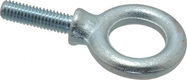 Gibraltar - 1,200 Lb Capacity, Steel, 3/8-16 Thread, Fixed Lifting Eye Bolt - Fully Threaded, 1-1/4" Shank, 1-1/4" Thread Length, Shoulder - Exact Tooling