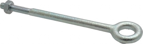 Gibraltar - 500 Lb Capacity, Steel, 1/4-20 Thread, Fixed Lifting Eye Bolt - Partially Threaded, 4" Shank, 1" Thread Length, No Shoulder - Exact Tooling