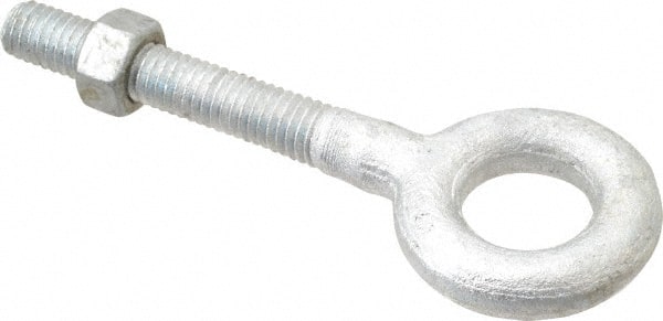 Gibraltar - 1,200 Lb Capacity, Steel, 3/8-16 Thread, Fixed Lifting Eye Bolt - Partially Threaded, 2-1/2" Shank, 1-1/2" Thread Length, No Shoulder - Exact Tooling