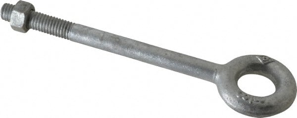 Gibraltar - 1,200 Lb Capacity, Steel, 3/8-16 Thread, Fixed Lifting Eye Bolt - Partially Threaded, 4-1/2" Shank, 1-1/2" Thread Length, No Shoulder - Exact Tooling