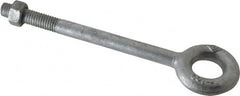 Gibraltar - 1,200 Lb Capacity, Steel, 3/8-16 Thread, Fixed Lifting Eye Bolt - Partially Threaded, 4-1/2" Shank, 1-1/2" Thread Length, No Shoulder - Exact Tooling