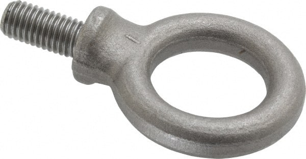 Gibraltar - 1,630 Lb Capacity, Steel, M10x1.50 Thread, Fixed Lifting Eye Bolt - Fully Threaded, 20mm Shank, 19mm Thread Length, Shoulder - Exact Tooling