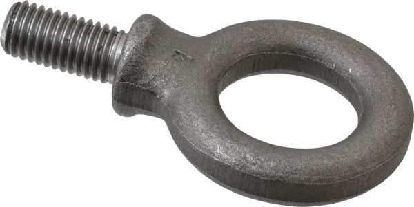 Gibraltar - 3,525 Lb Capacity, Steel, M14x2.00 Thread, Fixed Lifting Eye Bolt - Fully Threaded, 28mm Shank, 27mm Thread Length, Shoulder - Exact Tooling