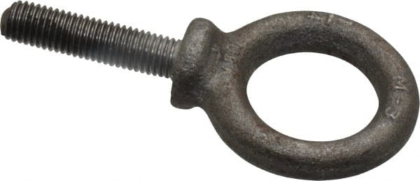 Gibraltar - 500 Lb Capacity, Steel, 1/4-28 Thread, Fixed Lifting Eye Bolt - Fully Threaded, 1" Shank, 1" Thread Length, Shoulder - Exact Tooling