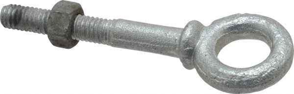 Gibraltar - 800 Lb Capacity, Steel, 5/16 Thread, Fixed Lifting Eye Bolt - Partially Threaded, 2-1/4" Shank, 1-1/4" Thread Length, Shoulder - Exact Tooling