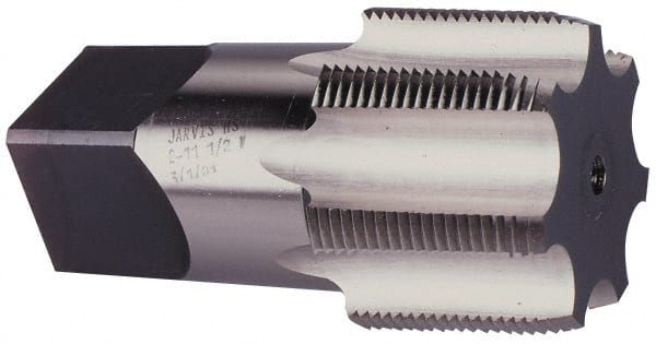 Interstate - 2 - 11-1/2 NPTF Thread, 7 Flute Standard Pipe Tap - 4-1/2" OAL, 1-3/4" Thread Length, 1-7/8" Shank Diam, Bright Finish, High Speed Steel - Exact Tooling