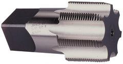 Interstate - 2 - 11-1/2 NPTF Thread, 7 Flute Standard Pipe Tap - 4-1/2" OAL, 1-3/4" Thread Length, 1-7/8" Shank Diam, Bright Finish, High Speed Steel - Exact Tooling