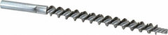 Schaefer Brush - 4" Brush Length, 3/8" Diam, Double Stem, Single Spiral Tube Brush - 6-1/4" Long, Stainless Steel, 12-24 Female Connection - Exact Tooling