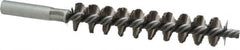 Schaefer Brush - 4" Brush Length, 3/4" Diam, Double Stem, Single Spiral Tube Brush - 6-1/4" Long, Stainless Steel, 12-24 Female Connection - Exact Tooling
