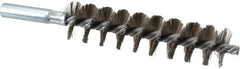 Schaefer Brush - 4" Brush Length, 1" Diam, Double Stem, Single Spiral Tube Brush - 6-1/4" Long, Stainless Steel, 12-24 Female Connection - Exact Tooling
