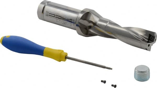 Iscar - 3.38" Max Drill Depth, 3xD, 1-1/8" Diam, Indexable Insert Drill - 1-1/4" Shank Diam, Straight Shank - Exact Tooling