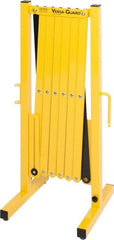 Made in USA - 37" High Folding Barricade - Aluminum & Steel Frame, Safety Yellow/Black - Exact Tooling