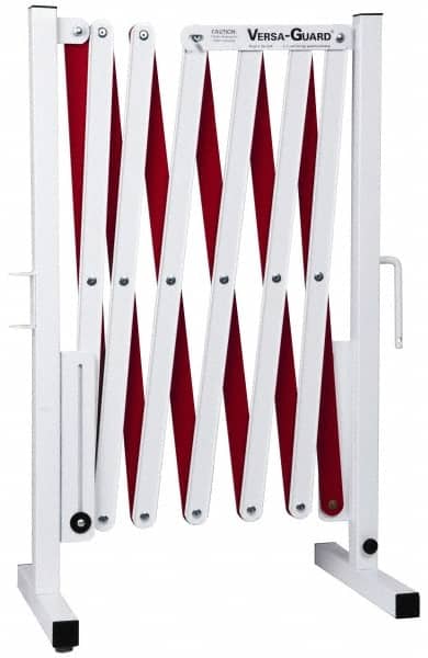 Made in USA - 37" High Folding Barricade - Aluminum & Steel Frame, Red/White - Exact Tooling