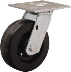 Hamilton - 6" Diam x 2" Wide x 7-1/2" OAH Top Plate Mount Swivel Caster - Phenolic, 900 Lb Capacity, Straight Roller Bearing, 5 x 5-1/2" Plate - Exact Tooling