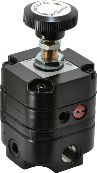 ARO/Ingersoll-Rand - 1/4 NPT Port, 14 CFM, Zinc Precision Constant Bleed Regulator - 2 to 60 psi Range, 150 Max psi Supply Pressure, 1/4" Gauge Port Thread, 2.12" Wide x 4.55" High - Exact Tooling