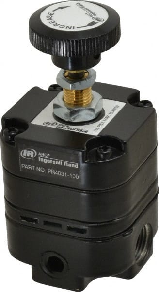 ARO/Ingersoll-Rand - 3/8 NPT Port, 14 CFM, Zinc Precision Constant Bleed Regulator - 2 to 120 psi Range, 150 Max psi Supply Pressure, 1/4" Gauge Port Thread, 2.12" Wide x 4.55" High - Exact Tooling