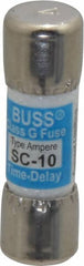 Cooper Bussmann - 170 VDC, 600 VAC, 10 Amp, Time Delay Size Rejecting/NonRejecting Fuse - Fuse Holder Mount, 1-5/16" OAL, 10 at DC, 100 at AC (RMS) kA Rating, 13/32" Diam - Exact Tooling