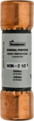 Cooper Bussmann - 125 VDC, 250 VAC, 2.5 Amp, Fast-Acting General Purpose Fuse - Fuse Holder Mount, 50.8mm OAL, 50 at AC/DC kA Rating, 9/16" Diam - Exact Tooling
