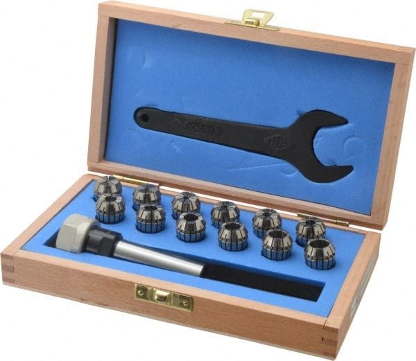 ETM - 3/4 Inch Shank Diameter, Straight Shank, ER Collet Chuck Set - 0.041 to 0.514 Inch Collet Chuck Capacity - Exact Tooling