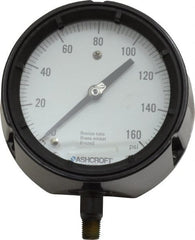 Ashcroft - 4-1/2" Dial, 1/4 Thread, 0-160 Scale Range, Pressure Gauge - Lower Connection, Rear Flange Connection Mount, Accurate to 0.5% of Scale - Exact Tooling