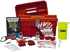 NMC - 40 Piece Electrical Lockout Kit - 3/4 Inch Vertical Shackle Clearance, Comes in Carrying Case - Exact Tooling