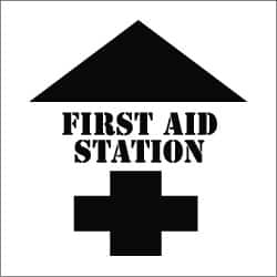 NMC - First Aid Station Stencil - 0.06 Inch Thick, Polyethylene, English - Exact Tooling