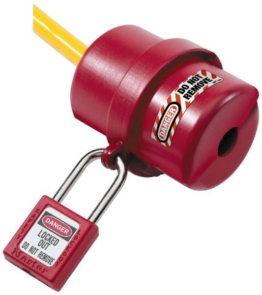 NMC - Plastic Plug Lockout - 2-1/4" Plug Size, 3/4 Max Cord Diam, 3-1/4" Lockout Length, 1 Padlock - Exact Tooling