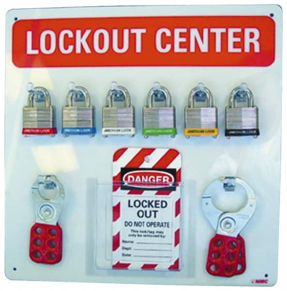 NMC - 1 Piece, Empty Plexiglass Lockout Cabinet - 14 Inch Wide x 14 Inch High, Red and White - Exact Tooling