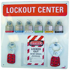 NMC - 1 Piece, Empty Plexiglass Lockout Cabinet - 14 Inch Wide x 14 Inch High, Red and White - Exact Tooling