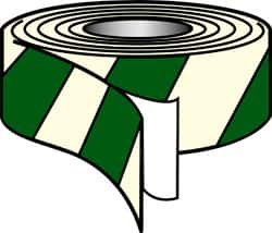 NMC - Glow & Green Striped Vinyl Tape - 2" Wide x 30' Long x 0.002" Thick, General Traffic - Exact Tooling