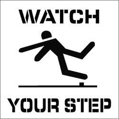 NMC - Watch Your Step Stencil - 0.06 Inch Thick, Polyethylene, English - Exact Tooling
