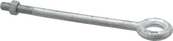 Gibraltar - 1,200 Lb Capacity, Steel, 3/8-16 Thread, Fixed Lifting Eye Bolt - Partially Threaded, 6" Shank, 1-1/2" Thread Length, No Shoulder - Exact Tooling
