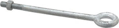 Gibraltar - 1,200 Lb Capacity, Steel, 3/8-16 Thread, Fixed Lifting Eye Bolt - Partially Threaded, 6" Shank, 1-1/2" Thread Length, No Shoulder - Exact Tooling