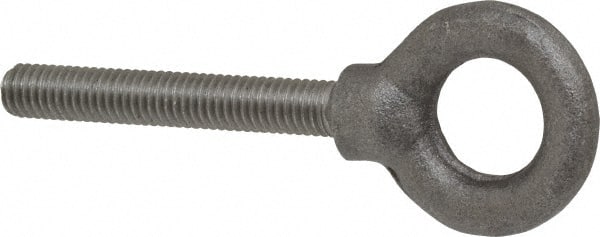 Gibraltar - 1,200 Lb Capacity, Steel, 3/8-16, Fixed Lifting Eye Bolt - Fully Threaded, 2-1/2" Shank, 2-1/2" Thread Length, Shoulder - Exact Tooling